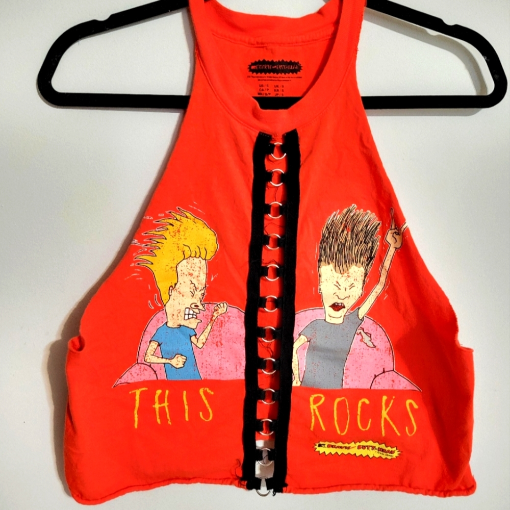 Beavis and butt head red crop top